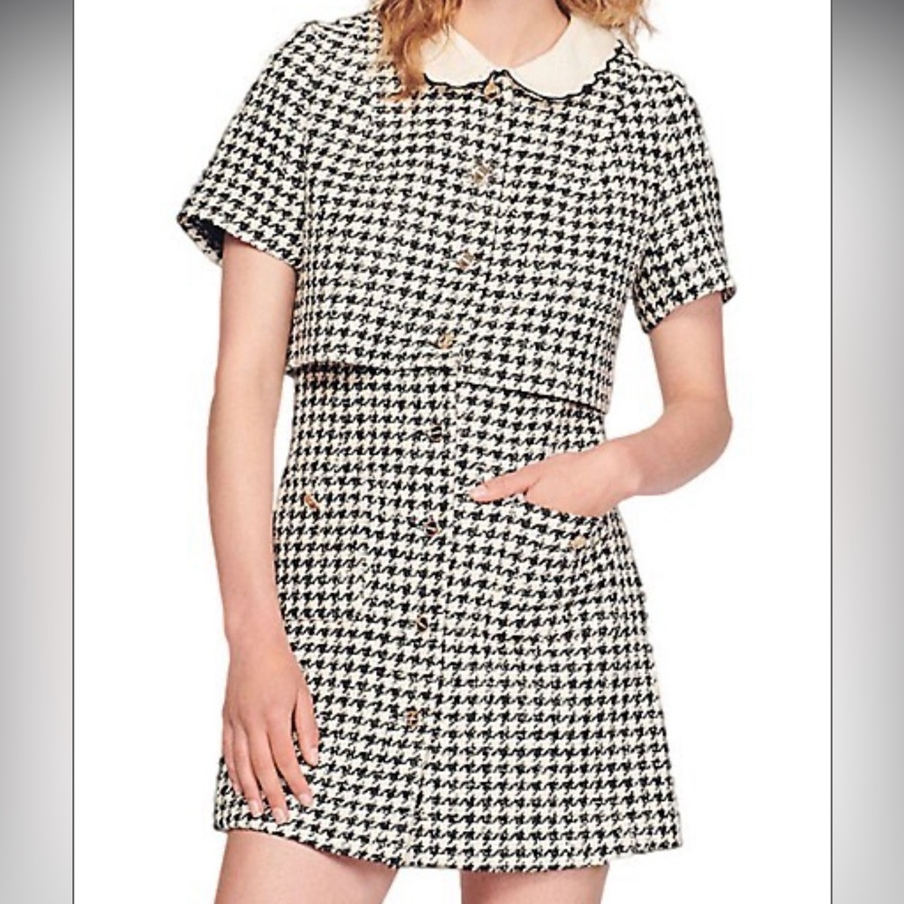 Sandro Woman's Faustina Houndstooth Mini Dress size 38